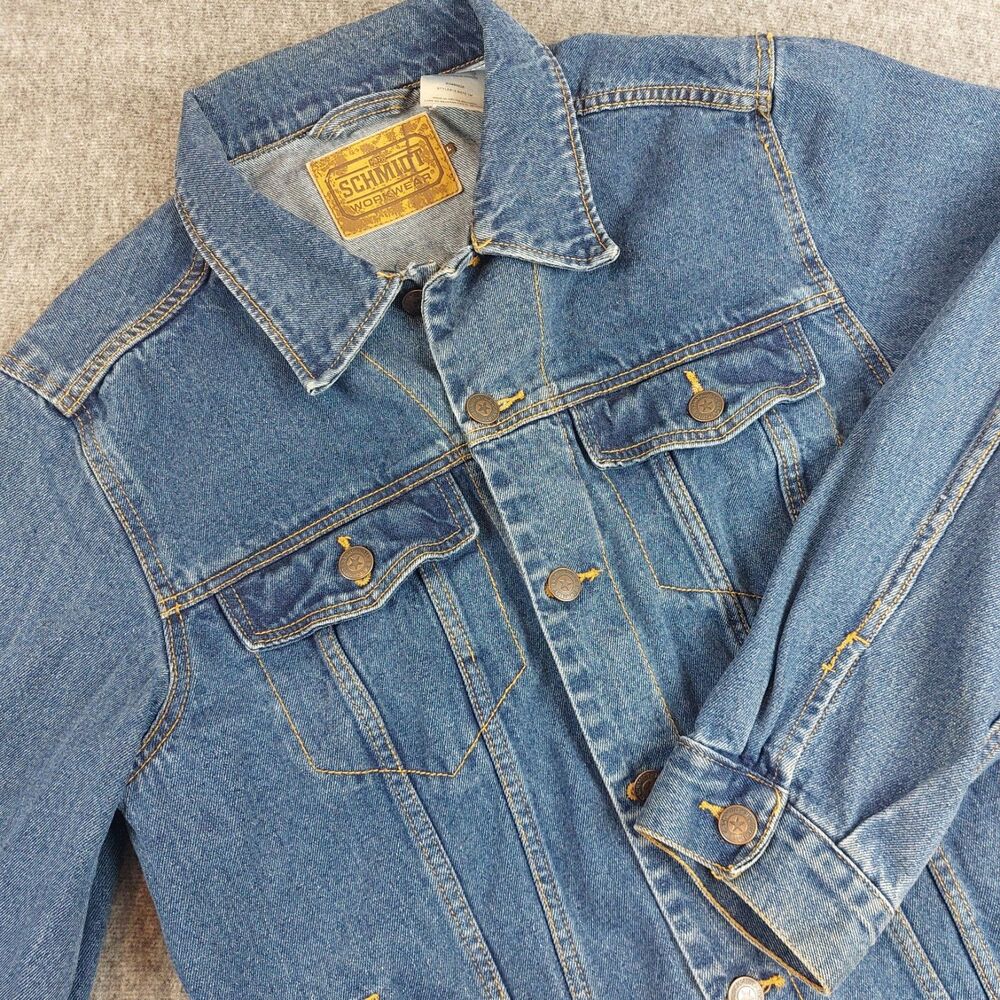C.E. Schmidt Men's Large Workwear Denim Trucker Jean Jacket Pockets Button Front